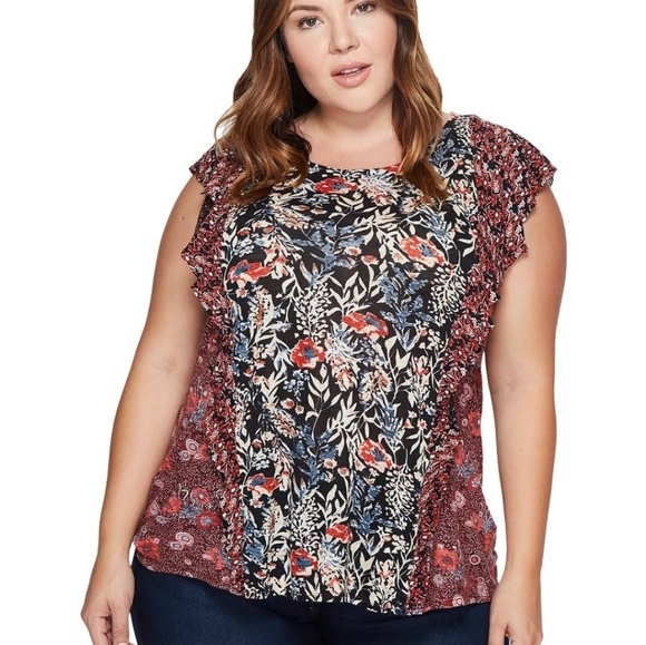 Lucky Brand Tops - NWT Lucky Brand Mixed Print Floral Top 3X